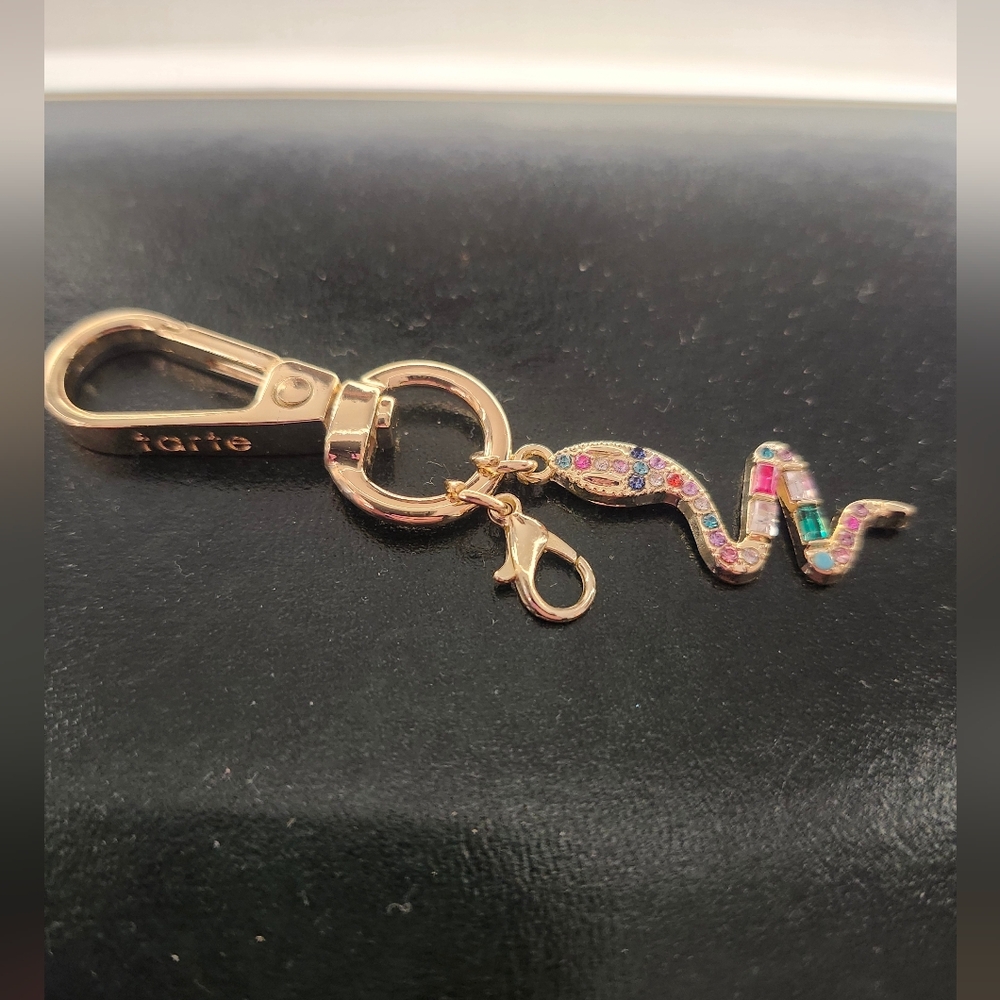 Tarte Gold-tone Snake Keyring with Multicolor Crystal Accents
